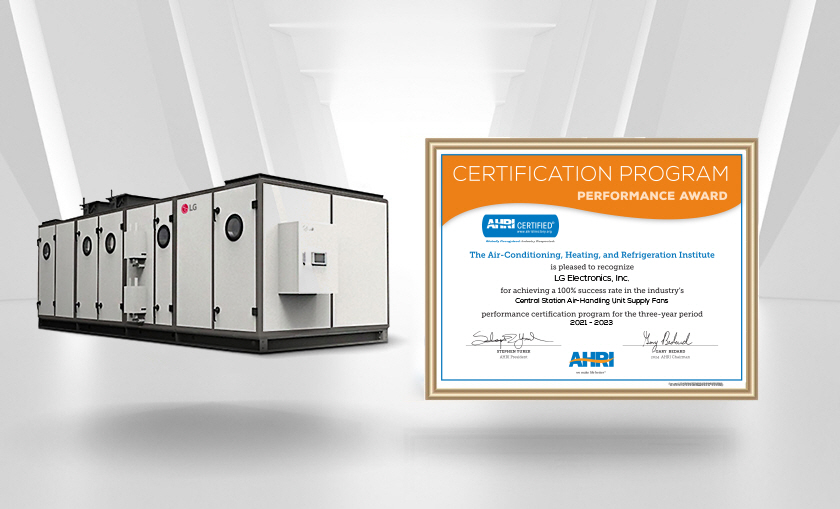 Die diesmal zum ersten Mal vom AHRI mit dem Performance Award versehene Air Handling Unit (AHU). Bild: LG Electronics