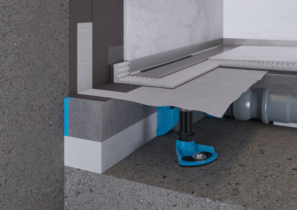 DallFlex 2.0 biete Flexibilität von dünnschichtigen Spachtelböden über dünne keramische Fliesenbeläge bis hin zu Naturstein. Bild: Dallmer