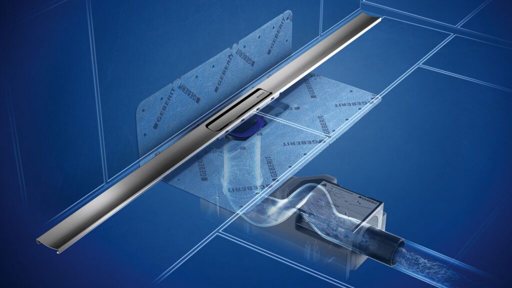 Der strömungsoptimierte Einlauftrichter soll für eine gute Ablaufleistung der CleanLine30-Duschrinne sorgen. Bild: Geberit 