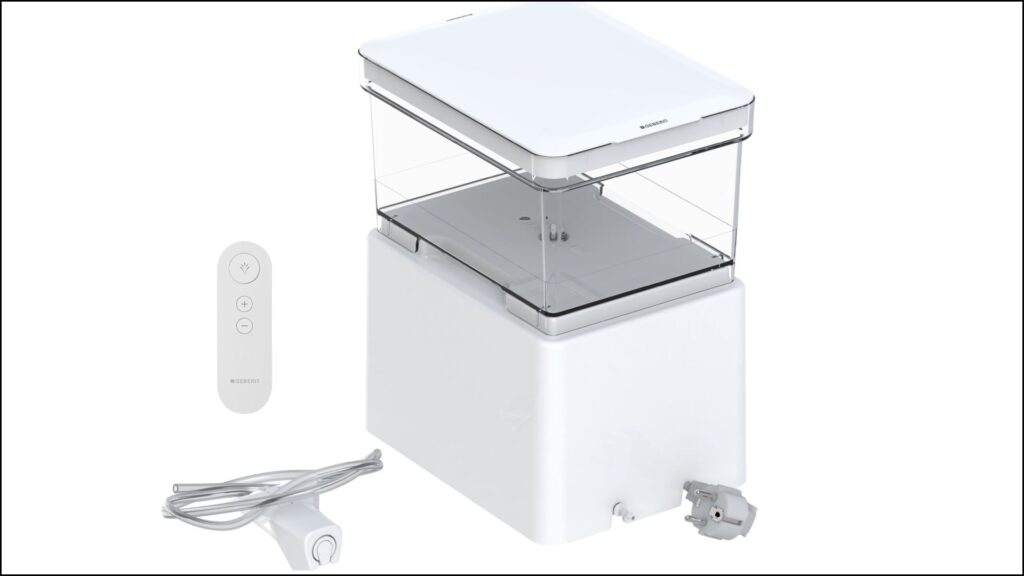 Das Dusch-WC-Testset ist mit einem WhirlSpray-Duscharm ausgestattet. Bild: Geberit