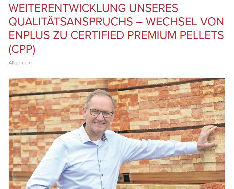 Markus Mann, der Geschäftsführende Gesellschafter von Westerwälder Holzpellets veröffentlichte ein Schreiben auf der Website des Unternehmens mit Datum vom 2. September 2026, in dem er den Wechsel des Zertifizierungssystems für das Jahresende ankündigt. Bild: ww-holzwerke.de