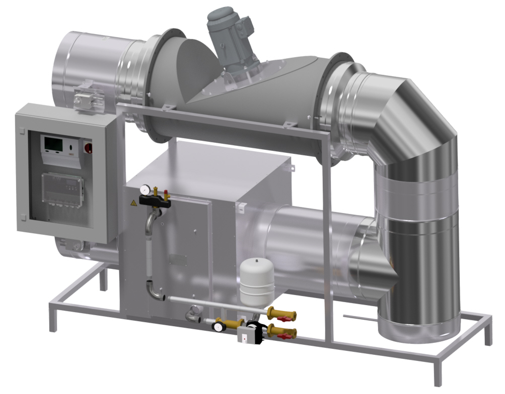 SKID-System vormontiert mit NET-Wärmetauscher, Abgasventilator Linejekt, Hydraulik und Steuerung. Bild: Raab-Gruppe